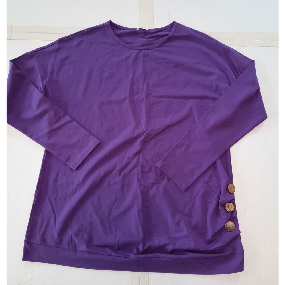 Qimei womens long sleeve purple pullover knit stretch shirt size 2XL